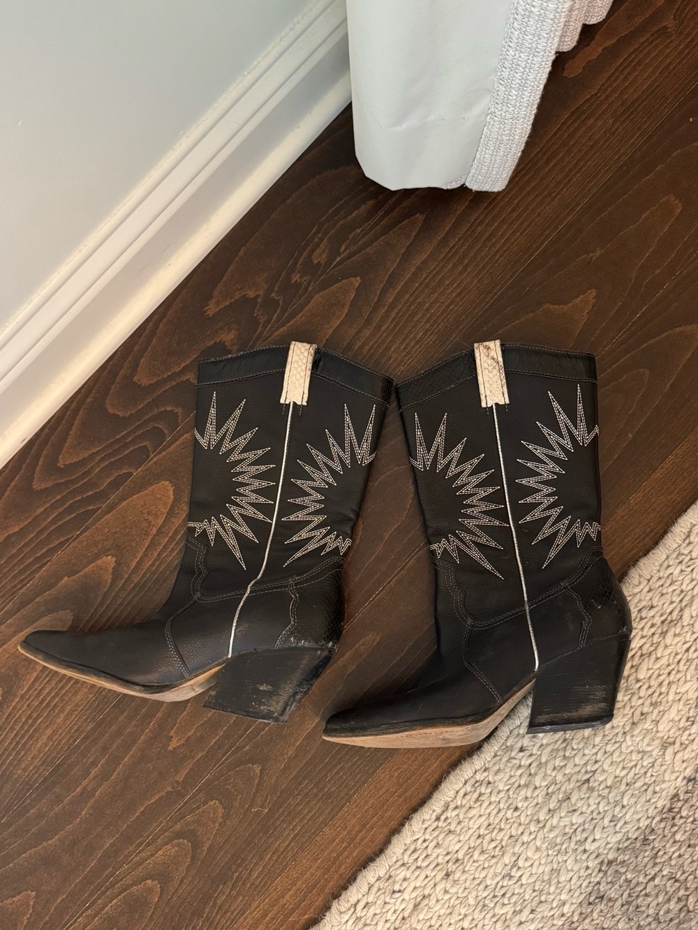 Dolce Vita Black Western-Style Embroidered Mid-Calf Boot